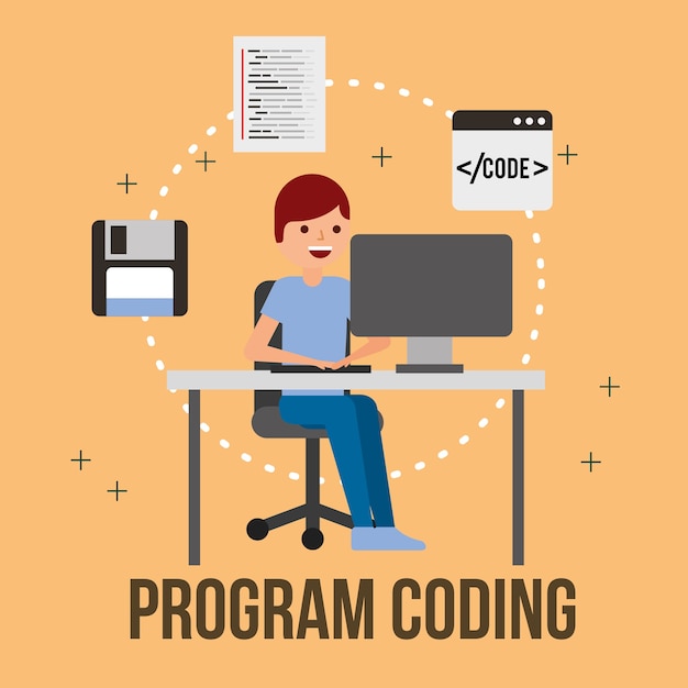 man programmer computer floppy web program coding 