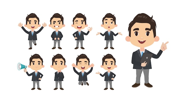 Man set different gestures
