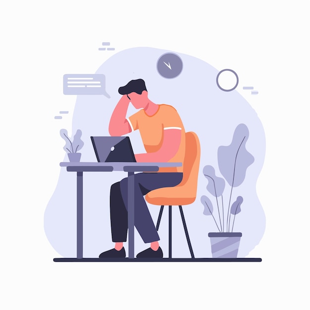 man sitting at a desk with a laptop concept
