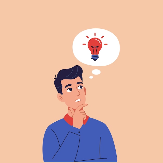 man thinking creative idea light bulb concept illustration