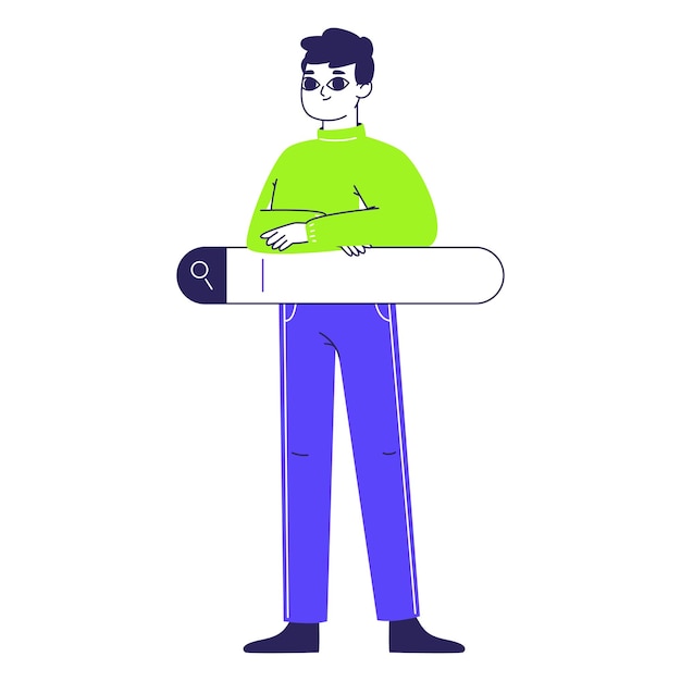 man use searching bar flat vector illustration search bar browsing information concept
