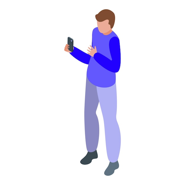 Man using smartphone isometric illustration