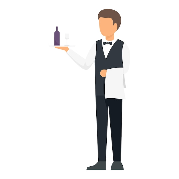 Man waiter icon Flat illustration of man waiter vector icon for web design