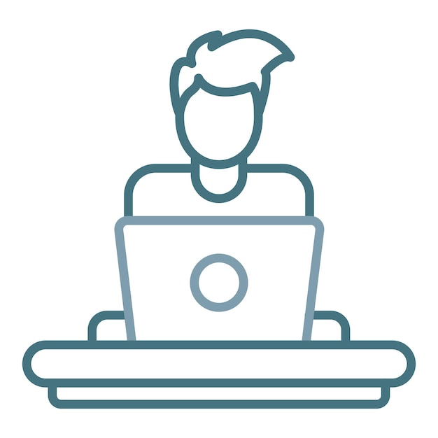 Man Working at Home Flat Illustration