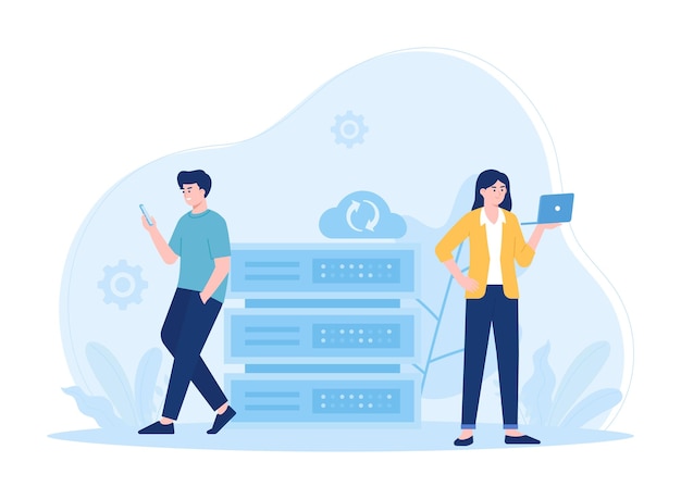 manage big data online concept flat illustration