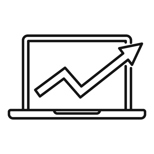 Manager laptop graph icon Outline manager laptop graph vector icon for web design isolated on white background
