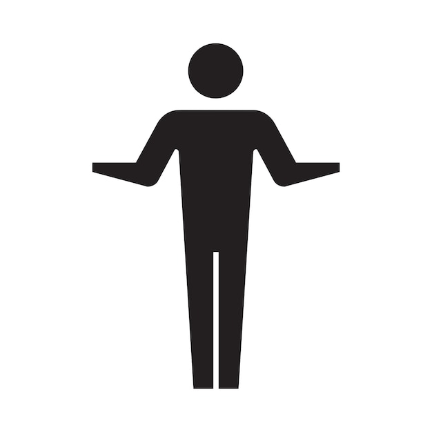 Mand ikon åbne arme vektor mandlig person med løftede hænder symbol i en glyph piktogram illustration