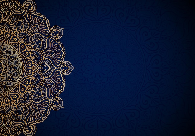 Mandala background with golden border wedding invitation card Islamic background