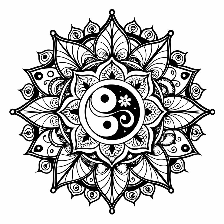 Mandala pattern or Simple Floral Ideas for Coloring book page Art on the wall Lace pattern