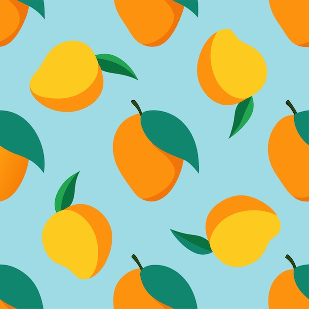 mango fruit seamless pattern vector art and illustration