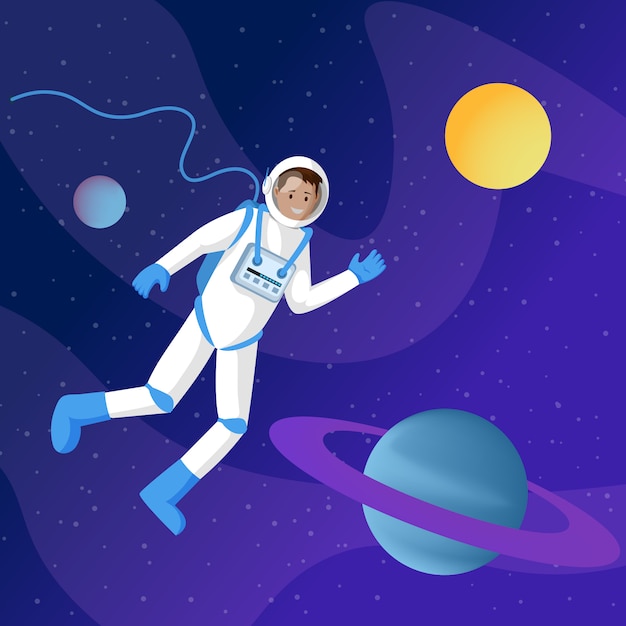 Manlig astronaut i yttre rymden