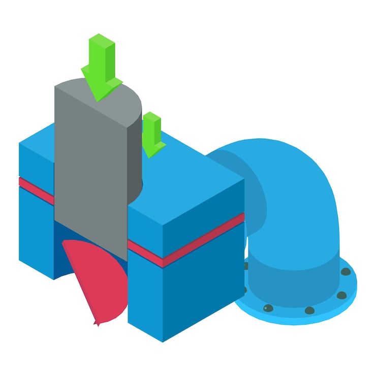 Vektor manufacturing process icon isometric vector blanking machine semicircular pipe metallurgy manufacturing industrial production