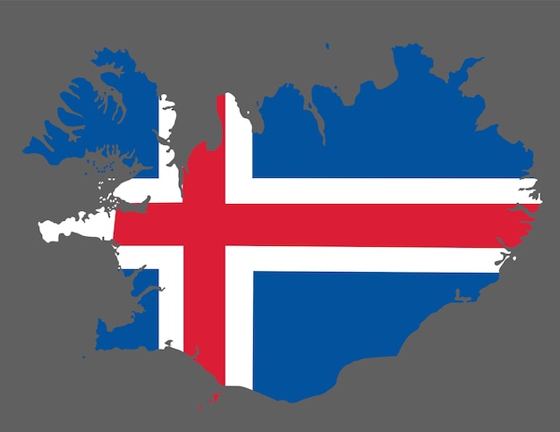 Map Iceland with flag europe cartography
