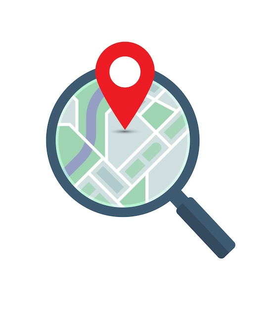 Map inside Magnifier Flat Icon stock illustration