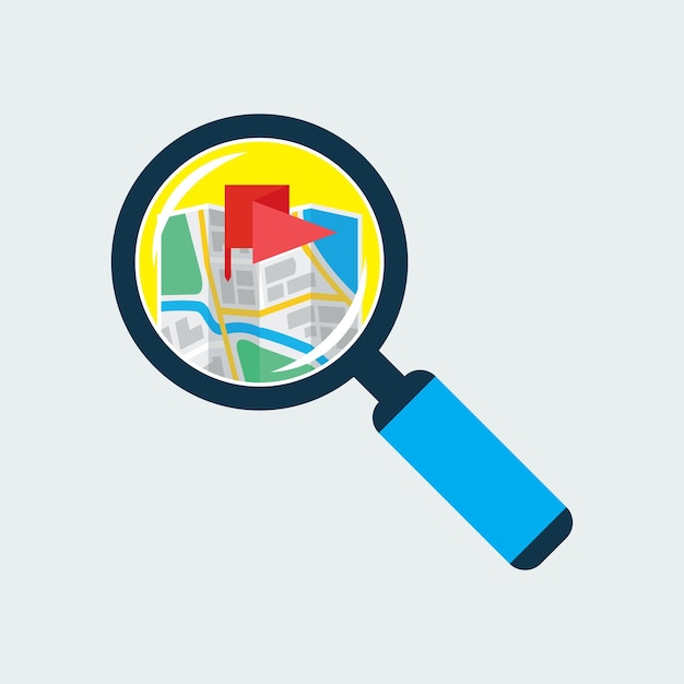 Map inside Magnifier Flat Icon