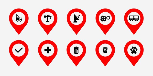 Map markers icons set vector