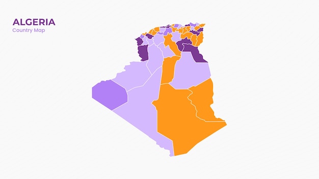 Map of Algeria isolated modern colorful State