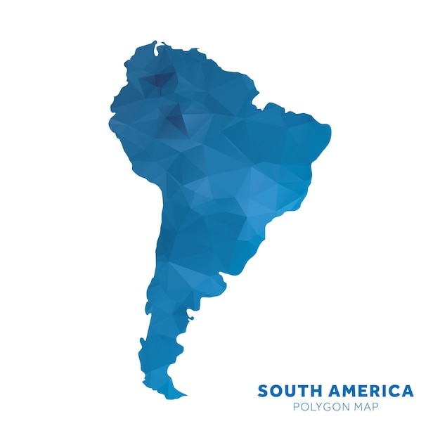 Map of South America Blue geometric polygon map