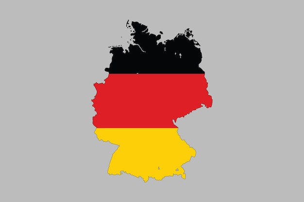Map of the Germany with the national flag of Germany German national symbol