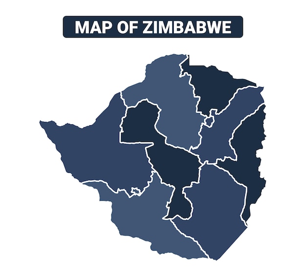 Map of Zimbabwe political map regions vector illustration