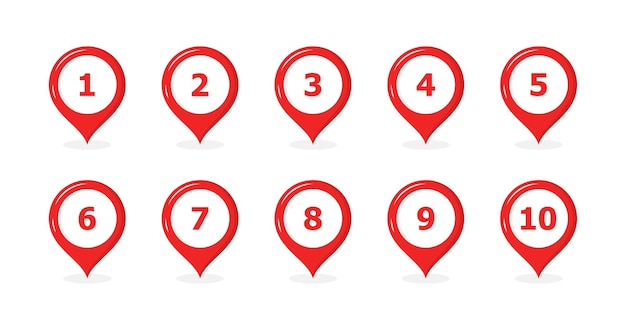 Map point set icons Flat style Vector icons