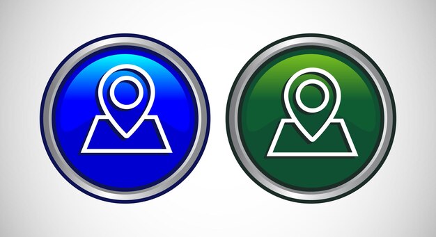 Map Pointer Location Icon Button Set Design Illustration