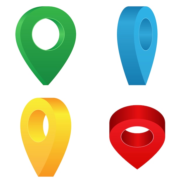 Map pointer pins illustration isolated on white