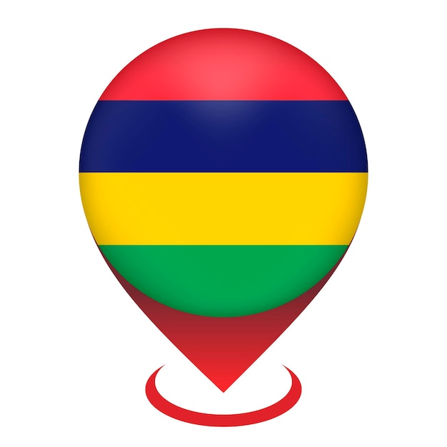 Map pointer with contry Mauritius Mauritius flag Vector illustration
