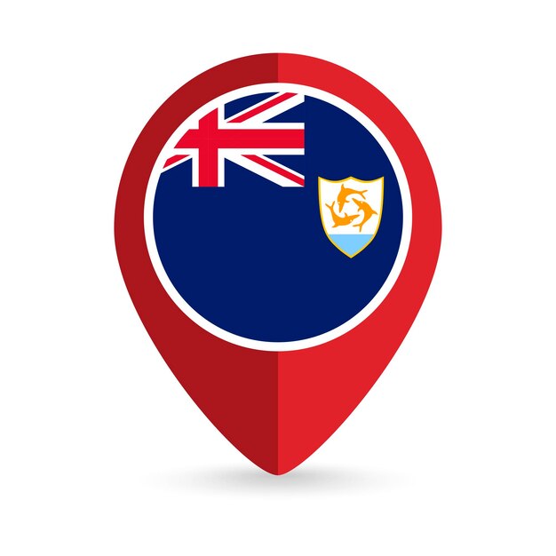Map pointer with country Anguilla Anguilla flag Vector illustration