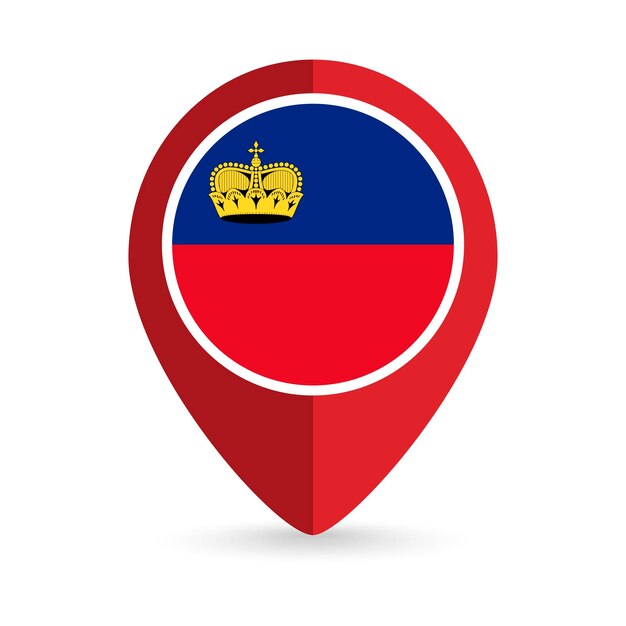 Map pointer with country Liechtenstein Liechtenstein flag Vector illustration