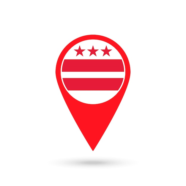 Map pointer with flag of District of Columbia Vector illustration