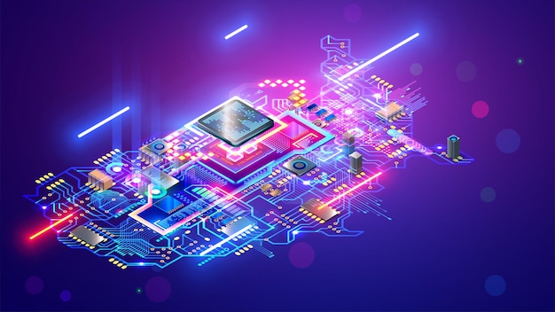 Map USA or America technology conceptual banner Circuit United States of America as a electronic circuit Board with Chip or CPU processor USA tech background Microelectronics industry 3d rendering