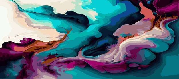 Marble panoramic texture design colorful multicolored marble surface curved lines bright abstract background design Vector