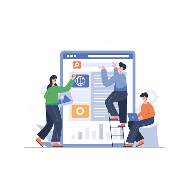Marketing team working on web SEO Concept Illustration