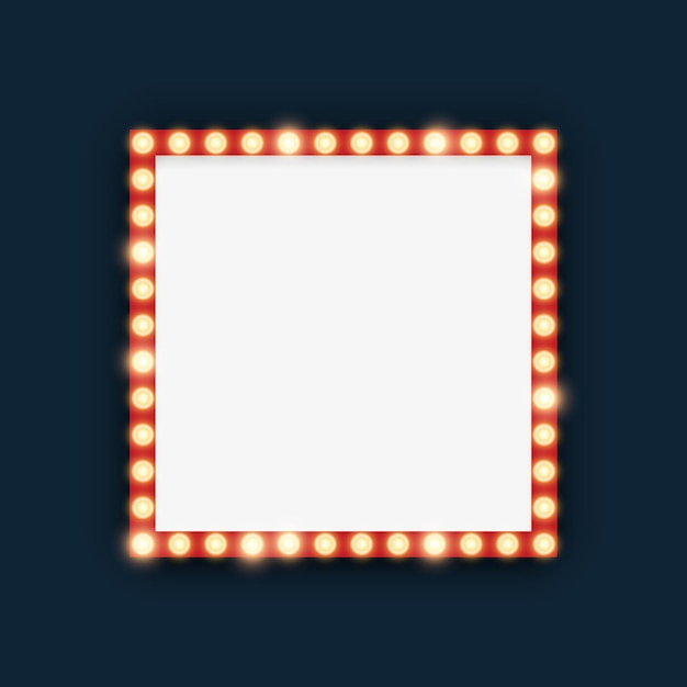 Marquee lights in square frame illustration