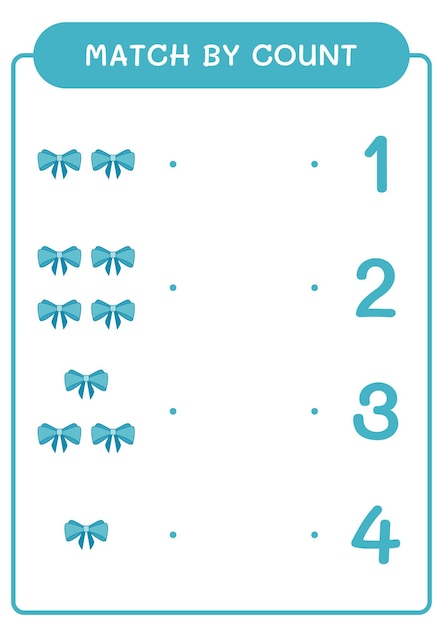 match by count of ribbon game for children vector illustration printable worksheet