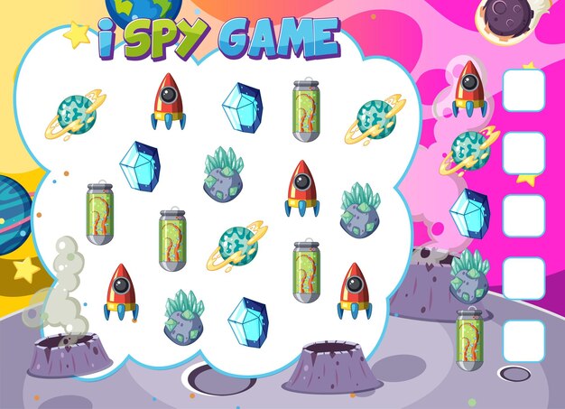 Math counting game template of space