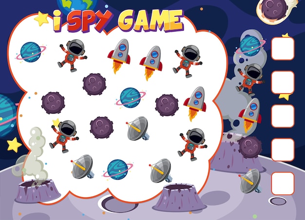 Math counting game template of space