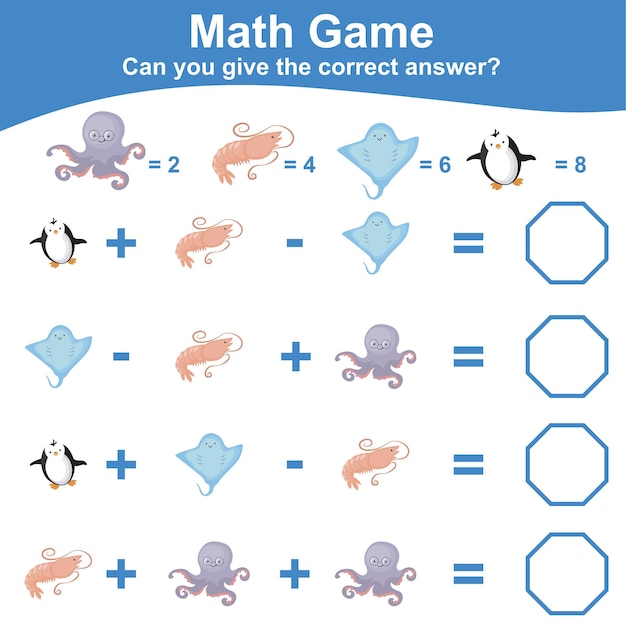 Math game for children Count and write the answer Educational printable math worksheet