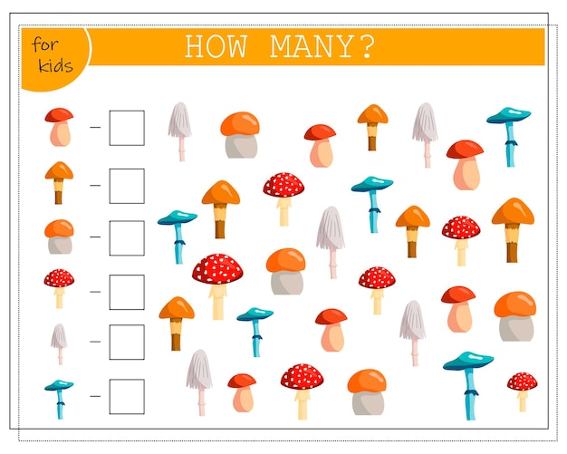 math game for children count how many autumn trees vector isolated on a white background