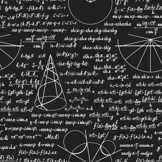 Math vector seamless pattern with calculations