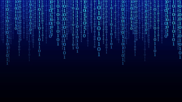 Matrix background Cyber security with binary code Rapidly falling randomly white numbers Decoding algorithms hacked software Big data visualization