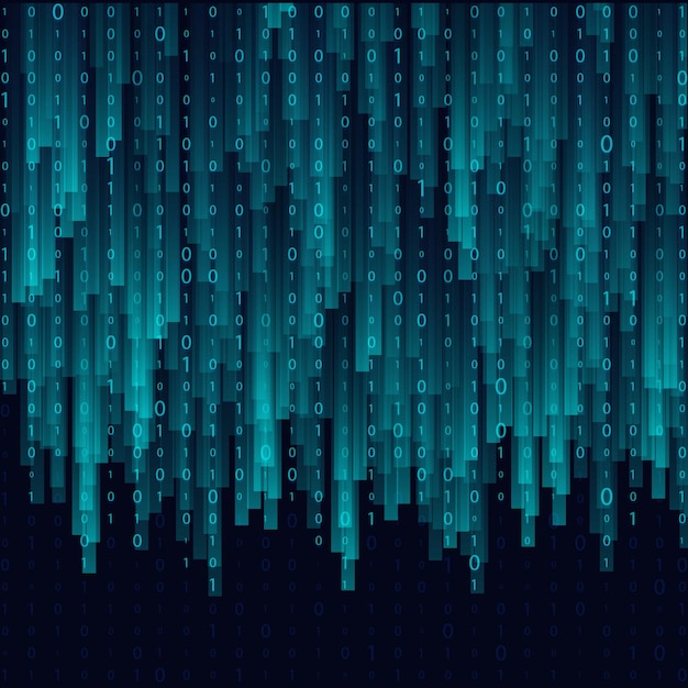 Matrix Background with numbers on the screen Binary code zero one Coding Data stream Binary code