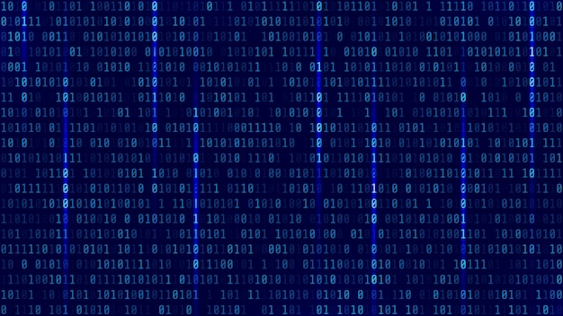 Matrix Baggrund med blåt lys. Binær Computerkode. Vektor