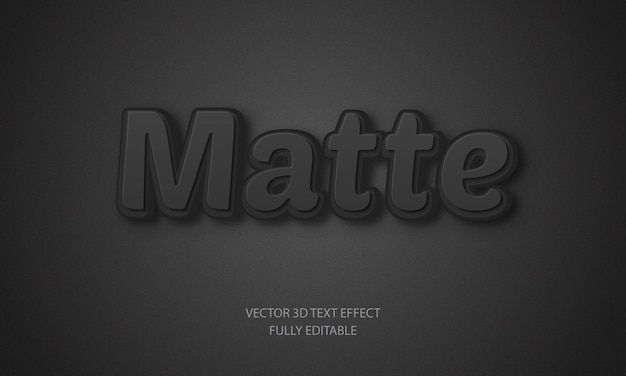 matte black 3d text effect vector design