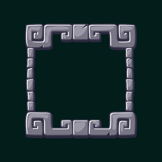 Maya Stone board Aztec carton game frame Maya tribal symbols Ancient granite frame design element APP frame for your icons