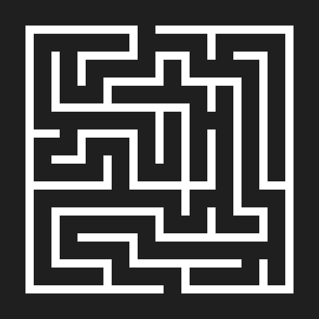 maze game background. labyrinth with entry and exit. vector illustration.