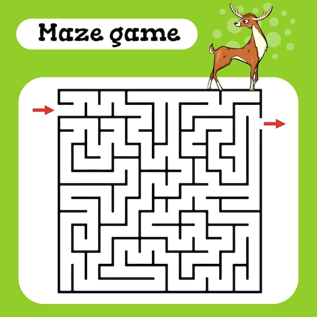 Maze game for children Cute cartoon worksheet   illustration