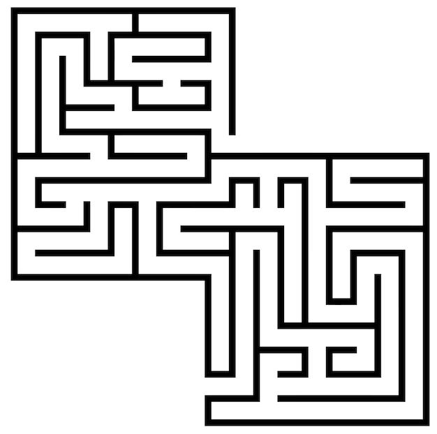 maze labyrinth with entry and exit vector hand drawn illustration isolated on white background