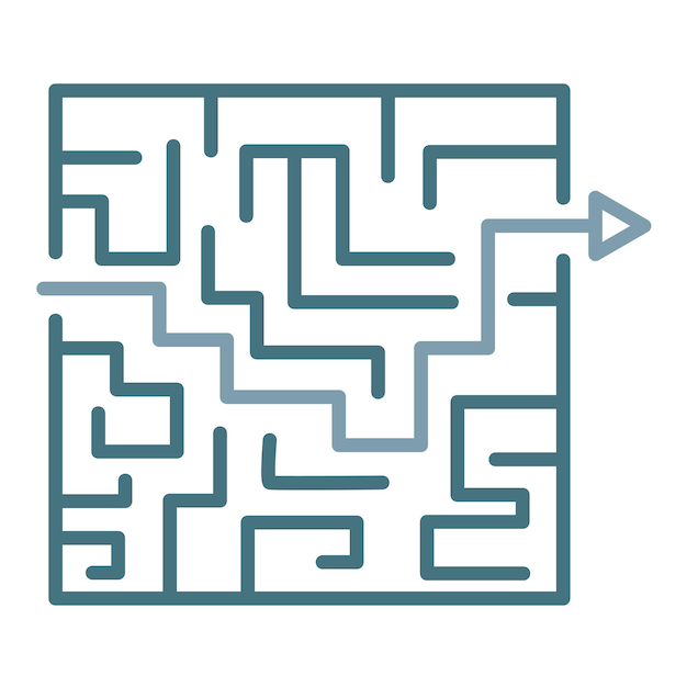 Maze Solution Flat Illustration